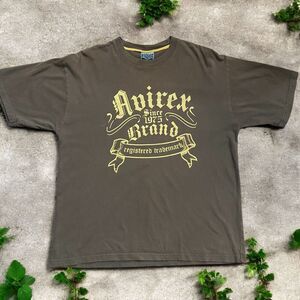 Avirex Brand Vintage Y2K Baggy Fit Brown Graphic T-Shirt Cotton Mens Size Large